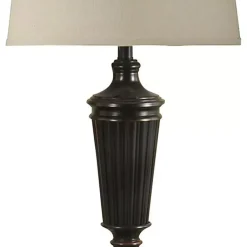 Kirklands Home Table Lamps|Bronze Wood Tapered 3-pc. Lamp Set Tan