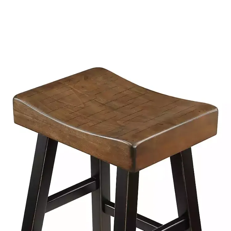 Kirklands Home Bar Stools & Counter Height Stools|& Black Wood Bar Stools, Set of 2 Brown