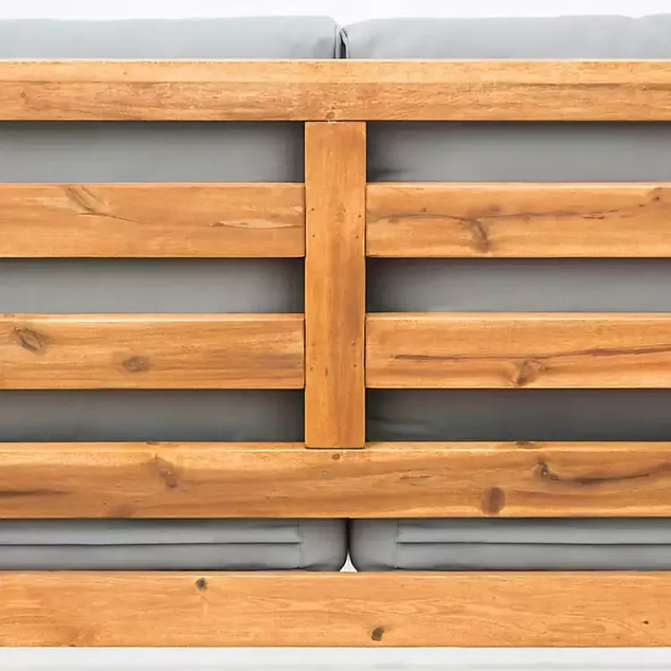 Kirklands Home Outdoor Seating|Brown Acacia Outdoor Loveseat with Cushions Gray