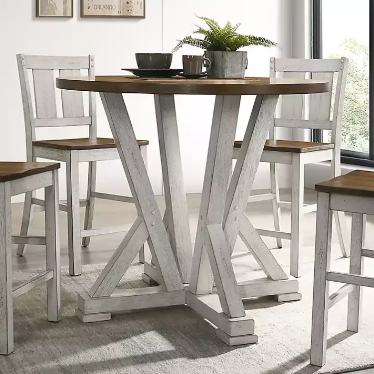 Kirklands Home Dining Tables|Brown and Antique White Wood Counter Table