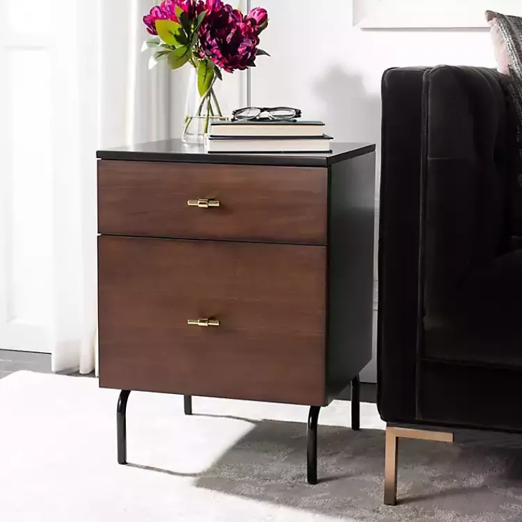 Kirklands Home Nightstands|and Black 2-Drawer Nightstand Brown