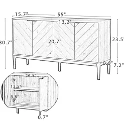 Kirklands Home Cabinets & Sideboards|Brown and Black Wood Chevron 4-Door Sideboard