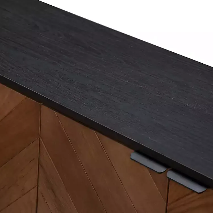 Kirklands Home Cabinets & Sideboards|Brown and Black Wood Chevron 4-Door Sideboard