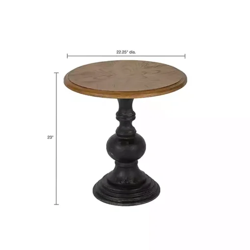 Kirklands Home Accent & End Tables|Brown and Black Wooden Hemlock Accent Table