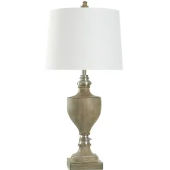 Kirklands Home Table Lamps|Brown and Brushed Silver Table Lamp White