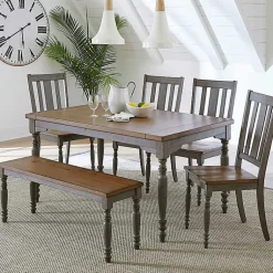 Kirklands Home Dining Tables|Brown and Gray Traditional Wood Dining Table