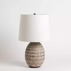 Kirklands Home Table Lamps|and White Carved Ceramic Table Lamp Brown