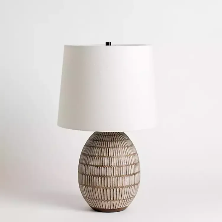 Kirklands Home Table Lamps|and White Carved Ceramic Table Lamp Brown
