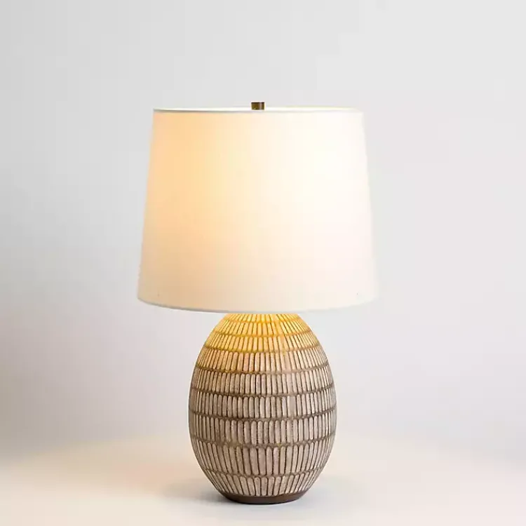 Kirklands Home Table Lamps|and White Carved Ceramic Table Lamp Brown