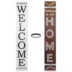 Kirklands Home Garden Decor|Brown and White Welcome Home Two-Sided Porch Board