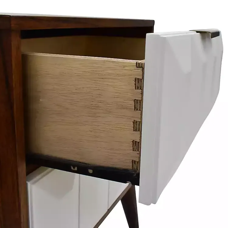 Kirklands Home Nightstands|Brown and White Wood 2-Drawer Nightstand