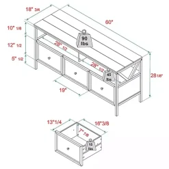 Kirklands Home Tv Stands & Media Consoles|Brown and Whitewashed Wood 3-Drawer Media Cabinet
