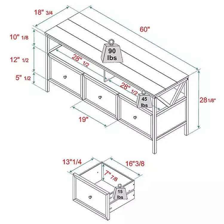Kirklands Home Tv Stands & Media Consoles|Brown and Whitewashed Wood 3-Drawer Media Cabinet