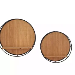Kirklands Home Shelves|Brown Bamboo Modern Wall Shelves, Set of 2