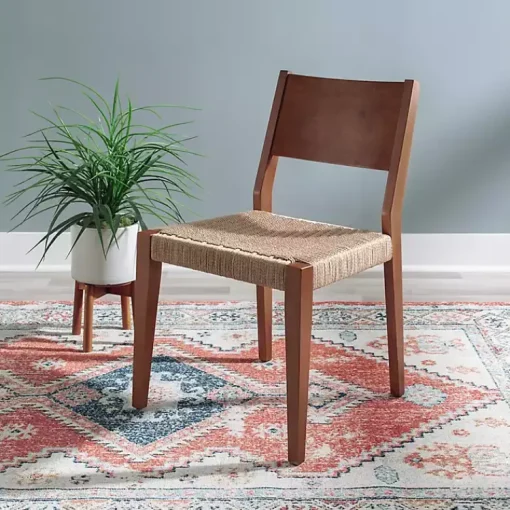 Kirklands Home Dining Chairs|Basketweave Wood Dining Chairs, Set of 2 Brown