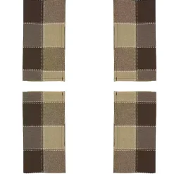 Kirklands Home Table Linens|Brown Block Stitched Napkins, Set of 4