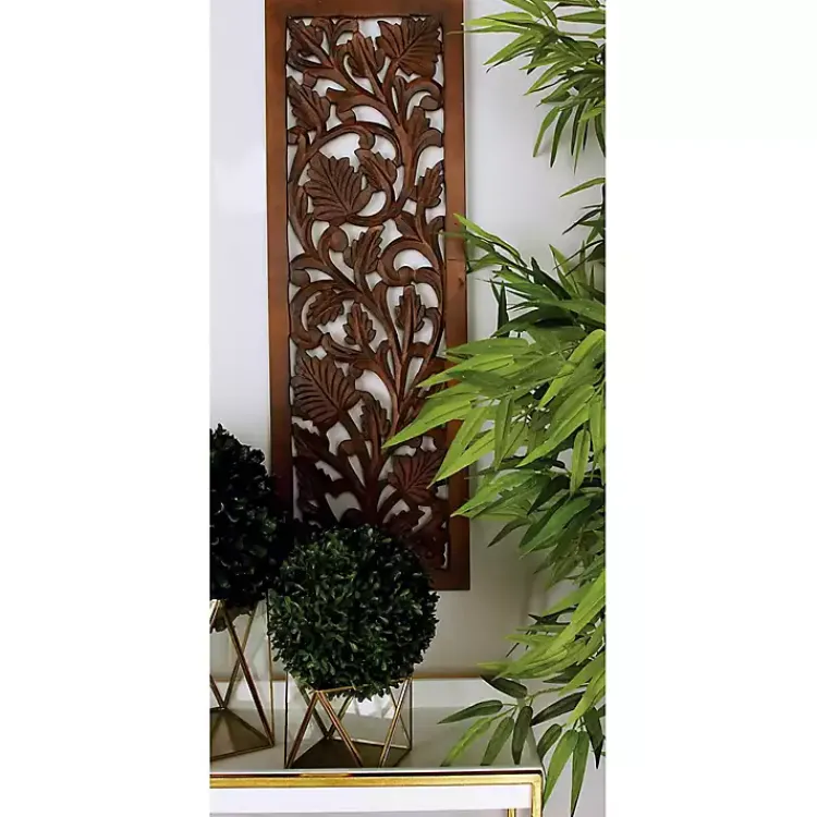 Kirklands Home Wall Plaques|Botanical Wood Panel Wall Plaque Brown