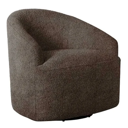 Kirklands Home Accent Chairs|Boucle Barrel Swivel Accent Chair Brown