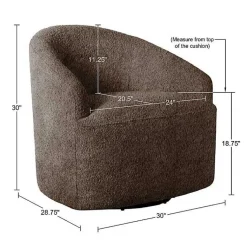 Kirklands Home Accent Chairs|Boucle Barrel Swivel Accent Chair Brown