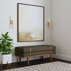 Kirklands Home Benches & Ottomans|Boucle Faux Leather Bench Brown