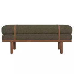 Kirklands Home Benches & Ottomans|Boucle Faux Leather Bench Brown