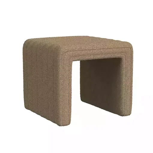 Kirklands Home Benches & Ottomans|Boucle Channeled Upholstered Ottoman Brown