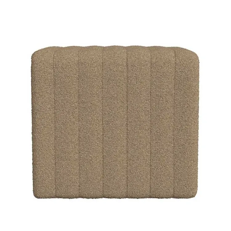 Kirklands Home Benches & Ottomans|Boucle Channeled Upholstered Ottoman Brown