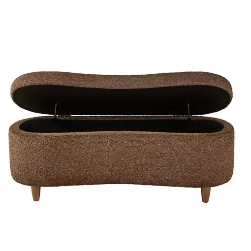 Kirklands Home Benches & Ottomans|Boucle Flip-Top Storage Bench Brown