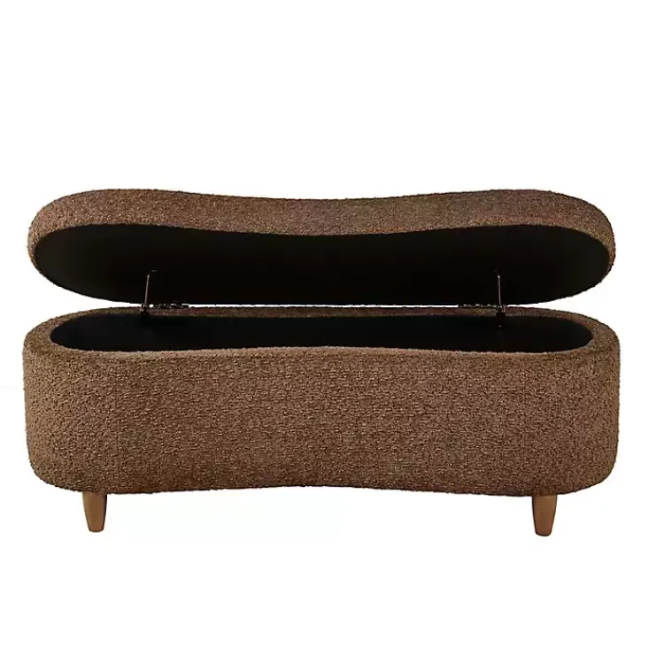 Kirklands Home Benches & Ottomans|Boucle Flip-Top Storage Bench Brown