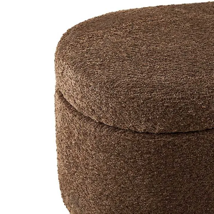Kirklands Home Benches & Ottomans|Boucle Flip-Top Storage Bench Brown