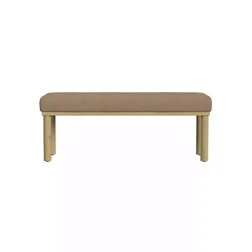 Kirklands Home Benches & Ottomans|Boucle Upholstered Wood Leg Bench Brown