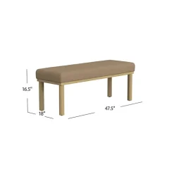 Kirklands Home Benches & Ottomans|Boucle Upholstered Wood Leg Bench Brown