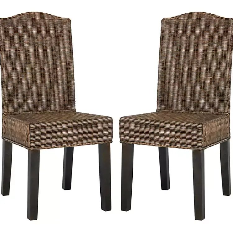 Kirklands Home Dining Chairs|Camelback Wicker Dining Chairs, Set of 2 Brown