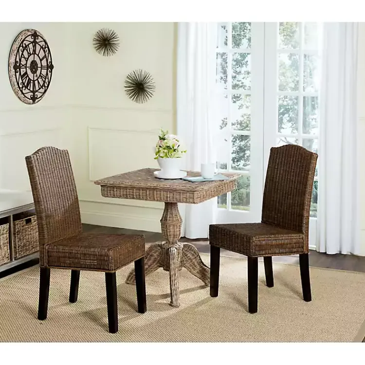 Kirklands Home Dining Chairs|Camelback Wicker Dining Chairs, Set of 2 Brown