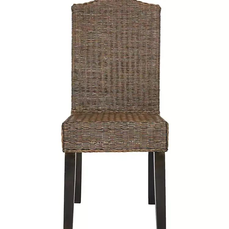 Kirklands Home Dining Chairs|Camelback Wicker Dining Chairs, Set of 2 Brown
