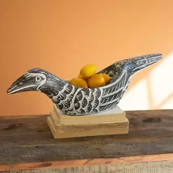 Online Carved Bird Wood Bowl Decorative Bowls & Jars