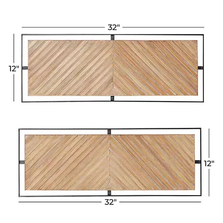 Kirklands Home Wall Plaques|Chevron Wood Wall Plaques, Set of 2 Brown