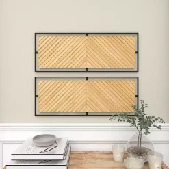 Kirklands Home Wall Plaques|Chevron Wood Wall Plaques, Set of 2 Brown