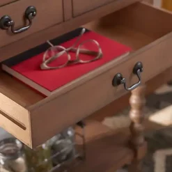 Kirklands Home Console Tables|Farmhouse 3-Drawer Console Table Brown