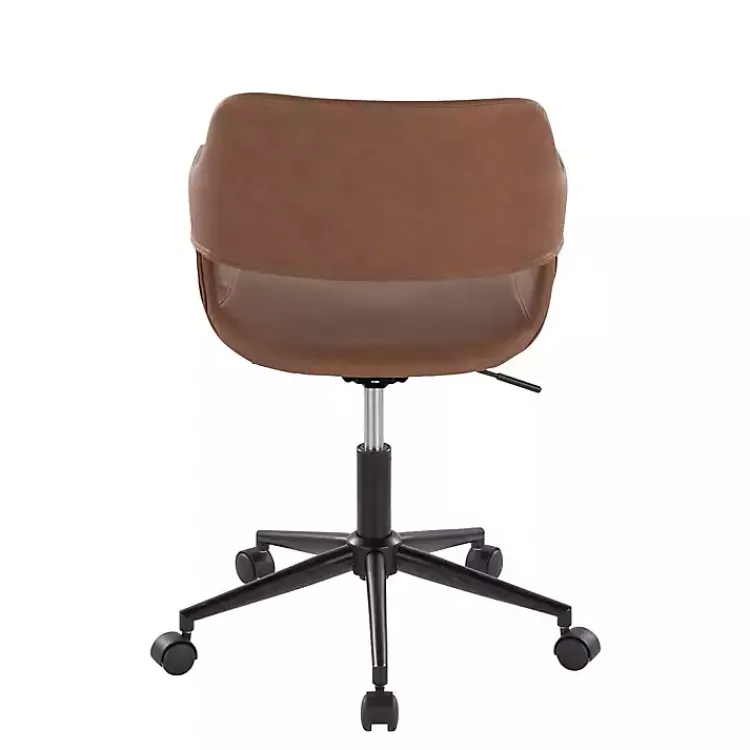 Kirklands Home Office Furniture|Faux Leather & Black Marshall Office Chair Brown