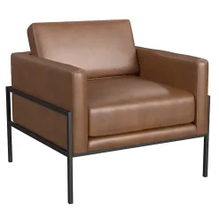 Kirklands Home Accent Chairs|Faux Leather Black Metal Accent Chair Brown