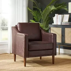Kirklands Home Accent Chairs|Faux Leather Bonita Accent Chair Brown