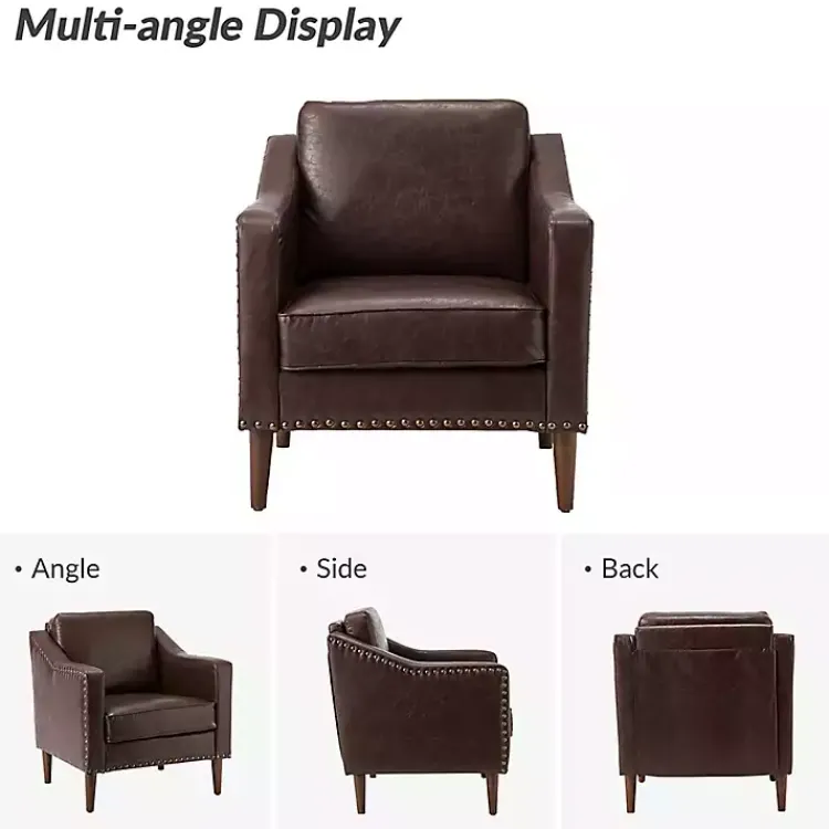 Kirklands Home Accent Chairs|Faux Leather Bonita Accent Chair Brown