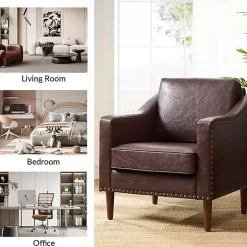 Kirklands Home Accent Chairs|Faux Leather Bonita Accent Chair Brown