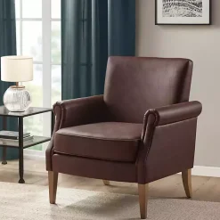 Kirklands Home Accent Chairs|Faux Leather Classic Accent Chair Brown