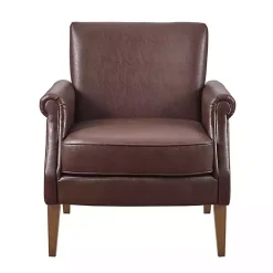 Kirklands Home Accent Chairs|Faux Leather Classic Accent Chair Brown