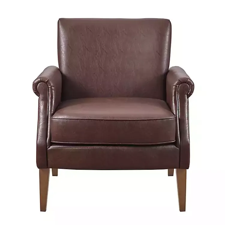 Kirklands Home Accent Chairs|Faux Leather Classic Accent Chair Brown