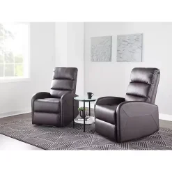 Kirklands Home Accent Chairs|Faux Leather Dormi Recliner Brown