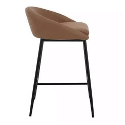 Kirklands Home Bar Stools & Counter Height Stools|Faux Leather Low Counter Stools, Set of 2 Brown