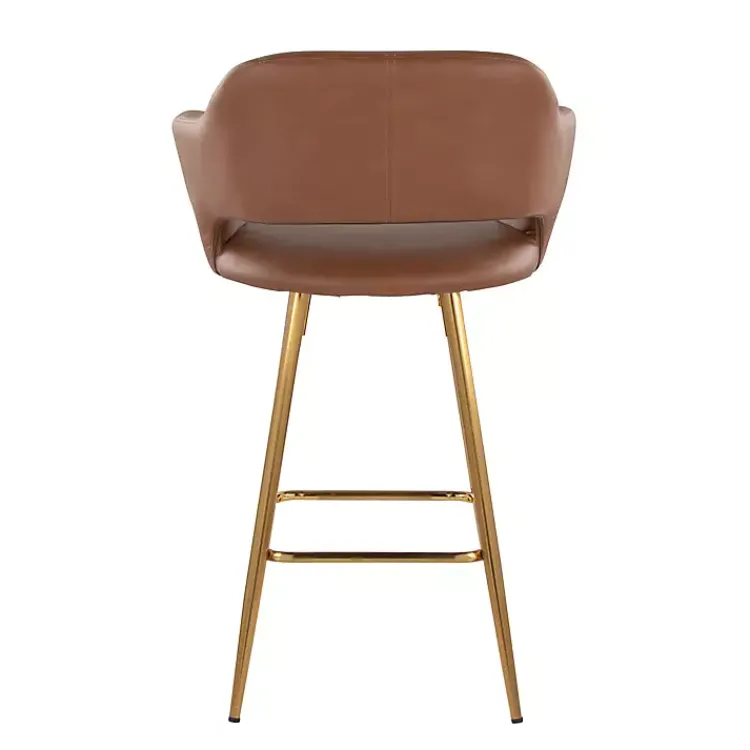Kirklands Home Bar Stools & Counter Height Stools|Faux Leather Marge Counter Stools, Set of 2 Brown